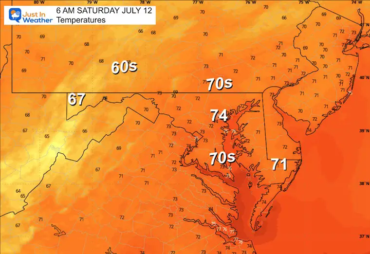 July 11 weather temperatures Saturday morning