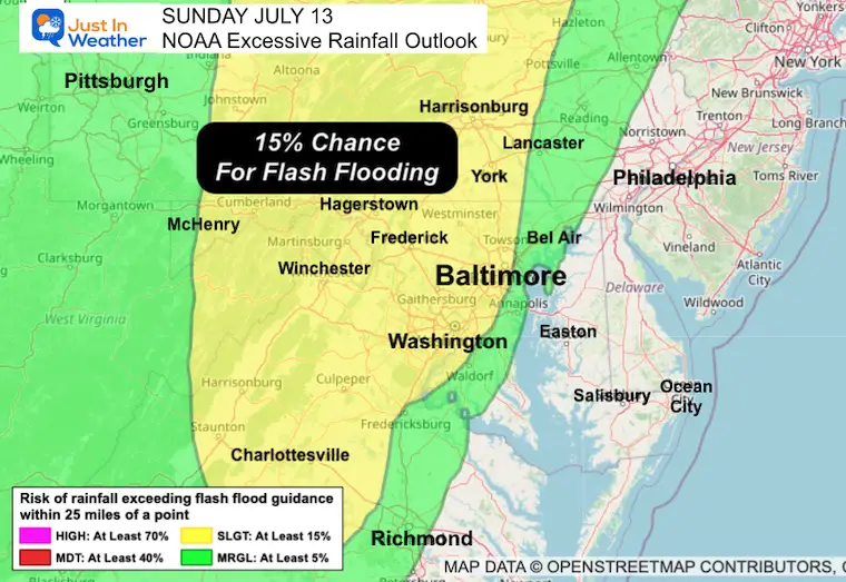 July 12 weather NOAA Flash Flood Guidance Sunday