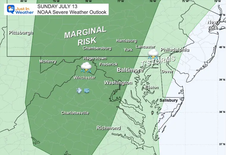 July 12 weather NOAA Severe Storm Risk Sunday