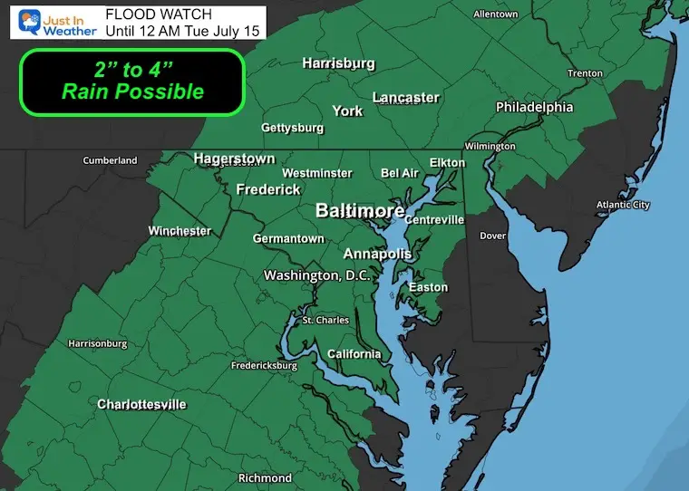 July 14 weather Flood Watch Monday