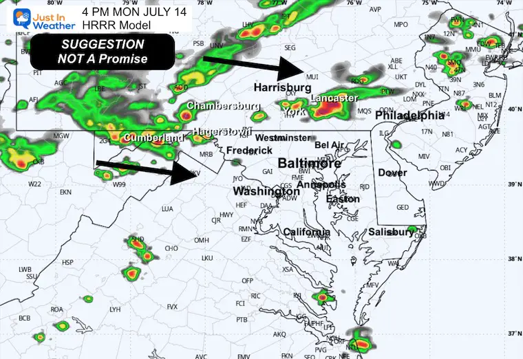 July 14 weather storm radar Monday afternoon 4 PM