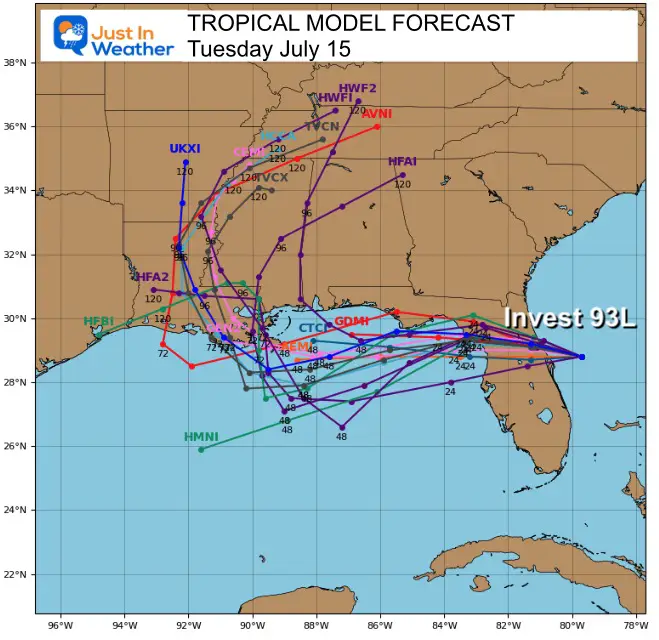 July 15 weather tropical storm model forecasts