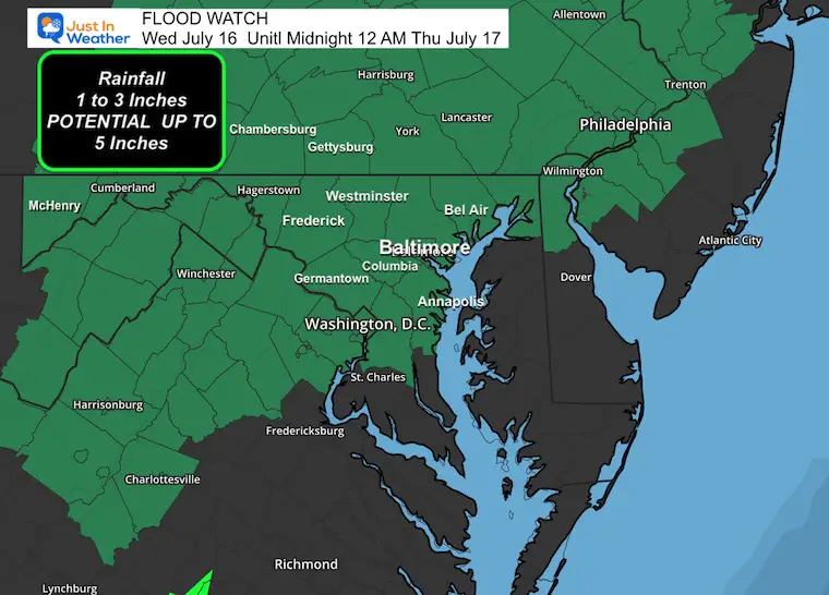 July 16 weather Flood Watch Wednesday