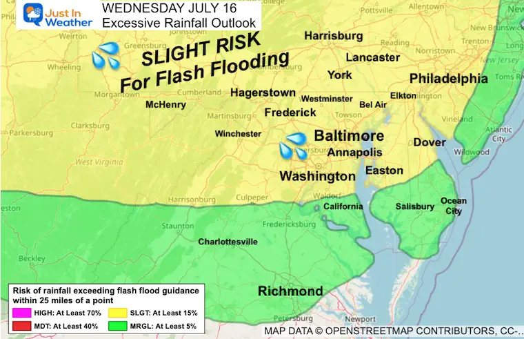 July 16 NOAA Flash Flood Guidance Wednesday