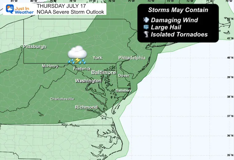 July 16 NOAA Severe Storm Outlook Wednesday