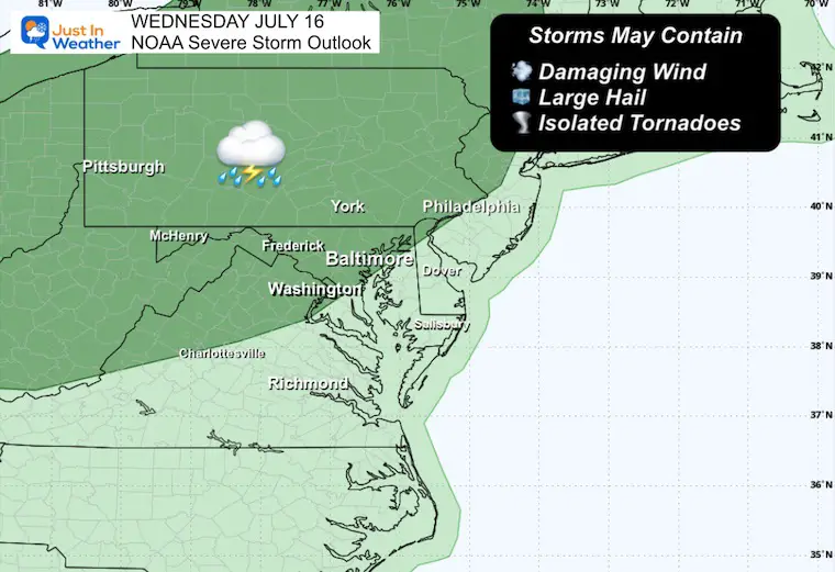 July 16 NOAA Severe Storm Outlook Thursday