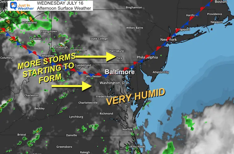 July 16 weather storm map Wednesday afternoon