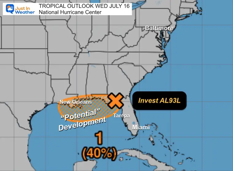 July 16 National Hurricane Center Outlook Wednesday Gulf
