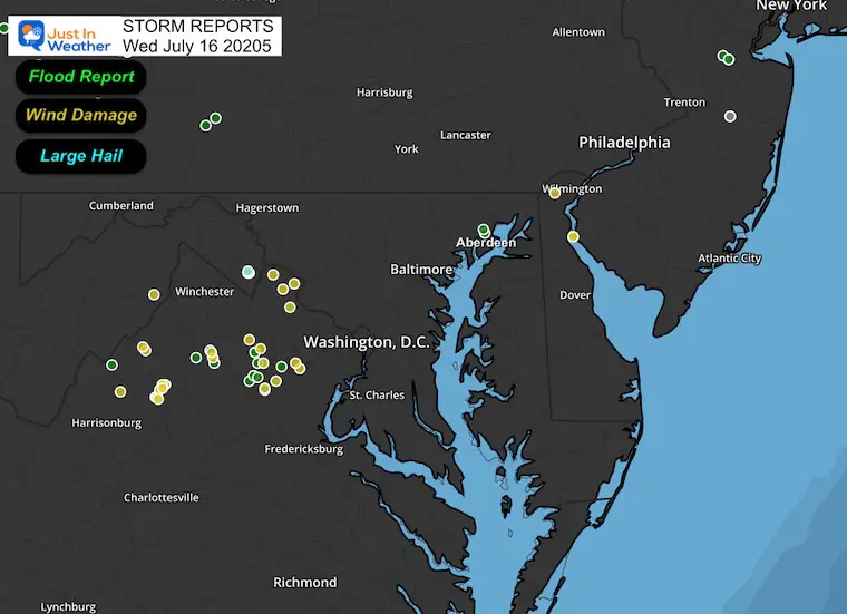 Storm reports yesterday July 16