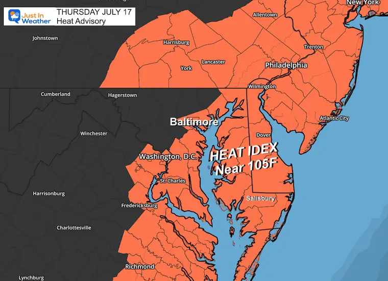 July 17 weather heat advisory