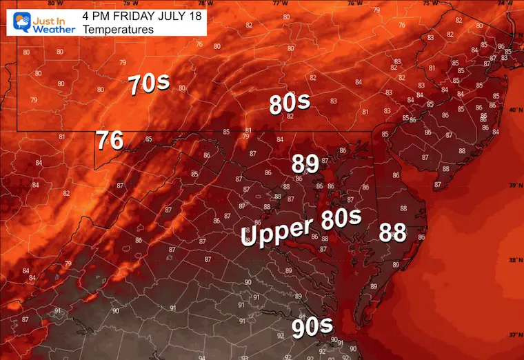 July 17 weather temperatures Friday afternoon