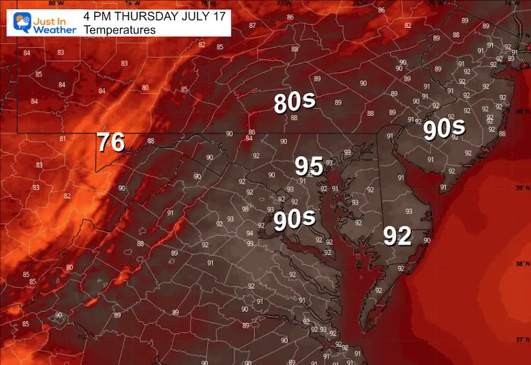 July 17 weather temperatures Thursday afternoon