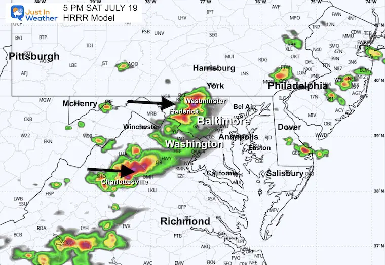 July 19 weather storm radar Saturday afternoon