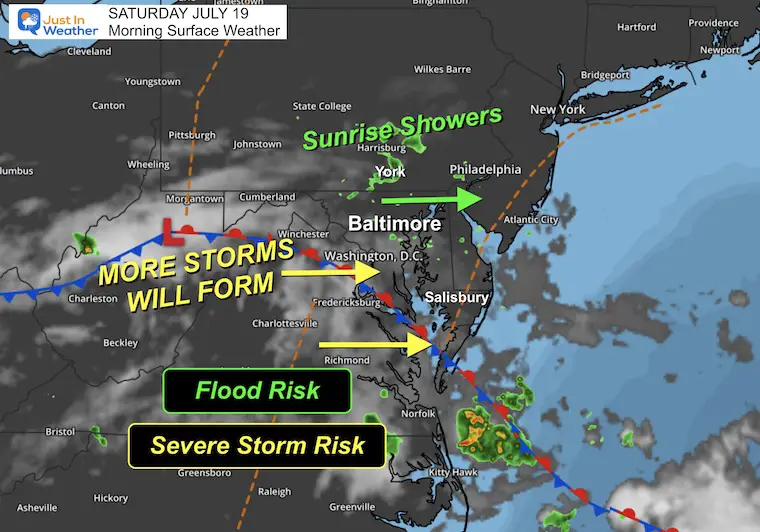 July 19 weather storm map Saturday morning