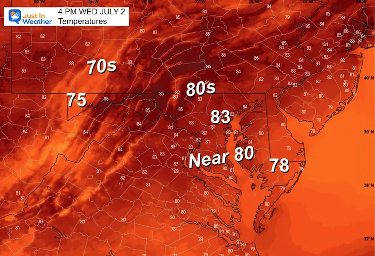 July 2 weather temperatures Wednesday afternoon
