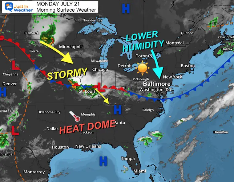July 21 weather Monday morning