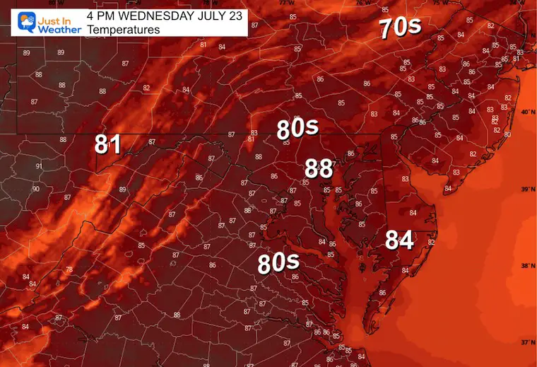 July 22 weather temperatures Wednesday afternoon