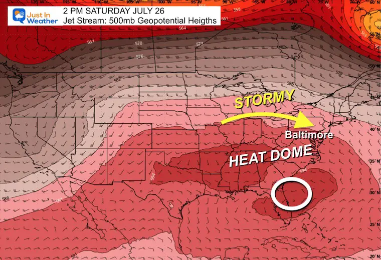 July 22 weather heat dome jet stream Friday