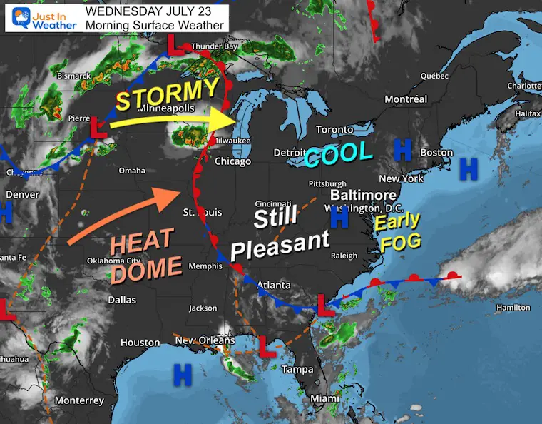 July 23 weather Wednesday morning