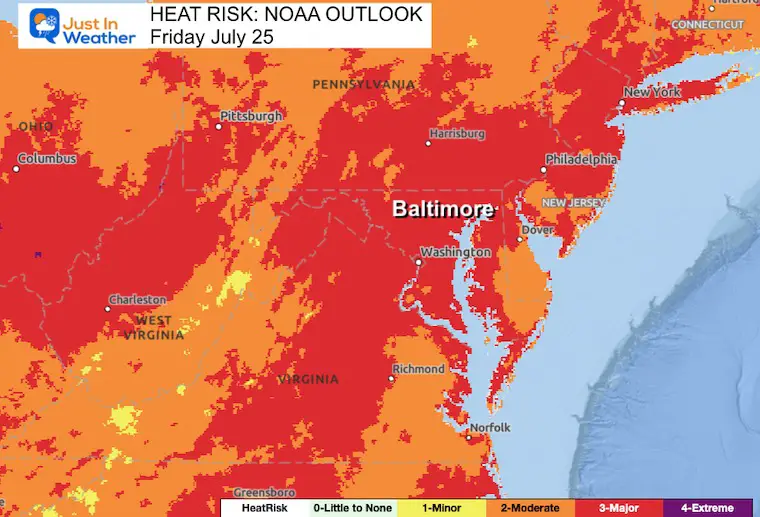 July 24 weather NOAA Heat Outlook Friday