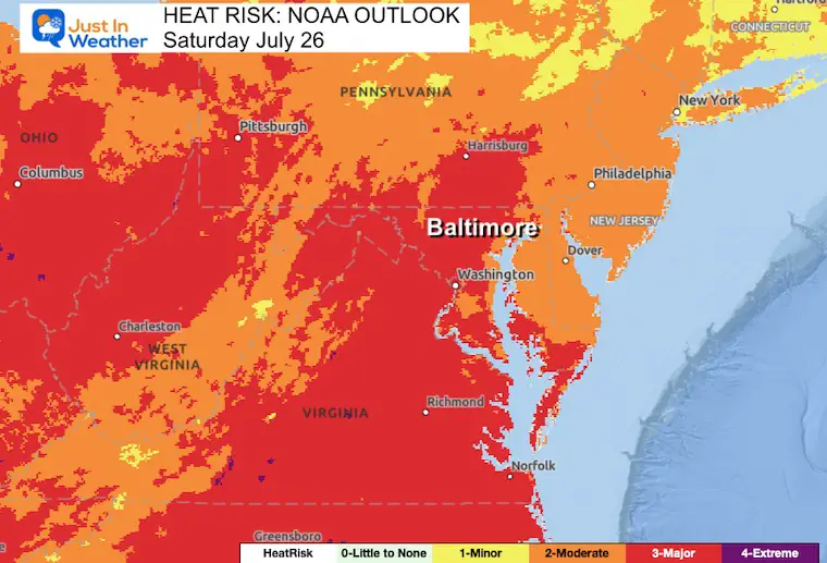July 24 weather NOAA Heat Outlook Saturday