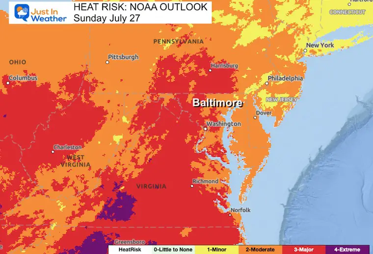 July 24 weather NOAA Heat Outlook Sunday