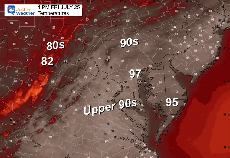 July 24 weather temperatures Friday afternoon