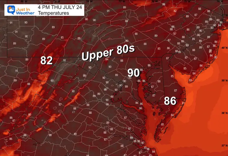 July 24 weather temperatures Thursday afternoon