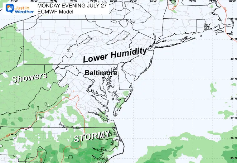 July 25 weather storm map Monday