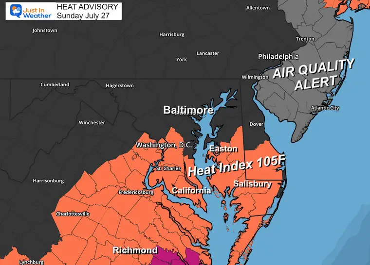 July 27 Heat Advisory Sunday