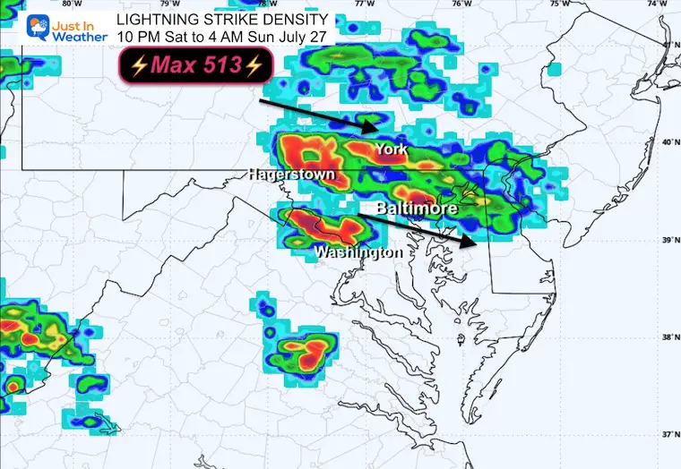 July 27 lightning counter overnight Saturday