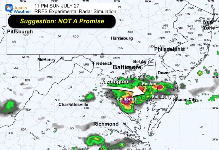 July 26 weather storm forecast radar Sunday 11 PM
