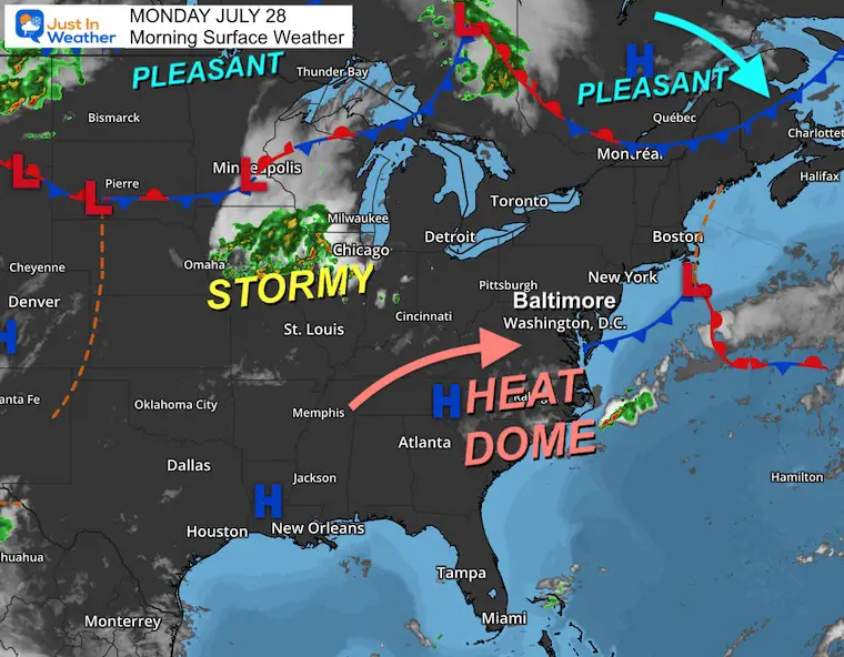 July 28 weather Monday morning