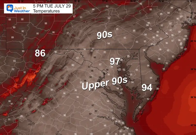 ScreenshotJuly 28 weather temperatures Tuesday afternoon