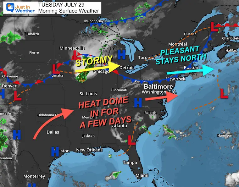 July 29 weather Tuesday morning