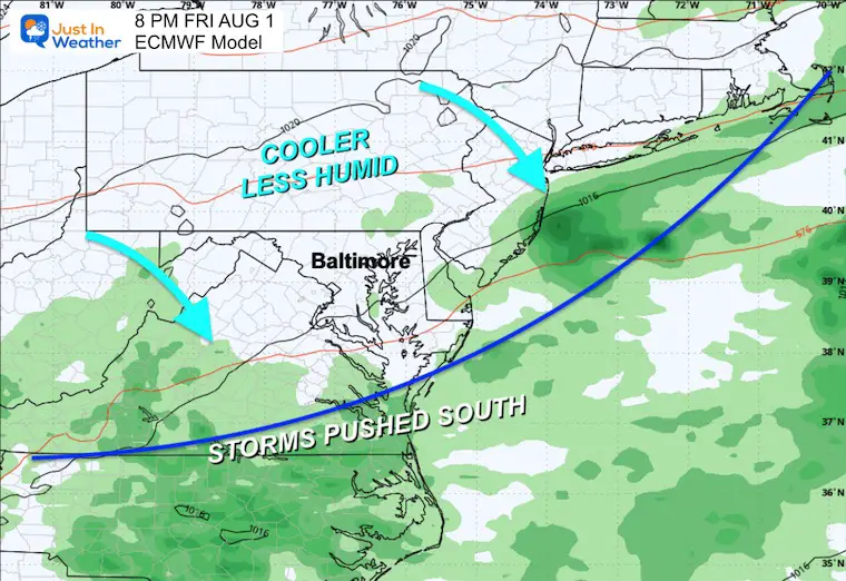 July 29 weather storm forecast Friday evening