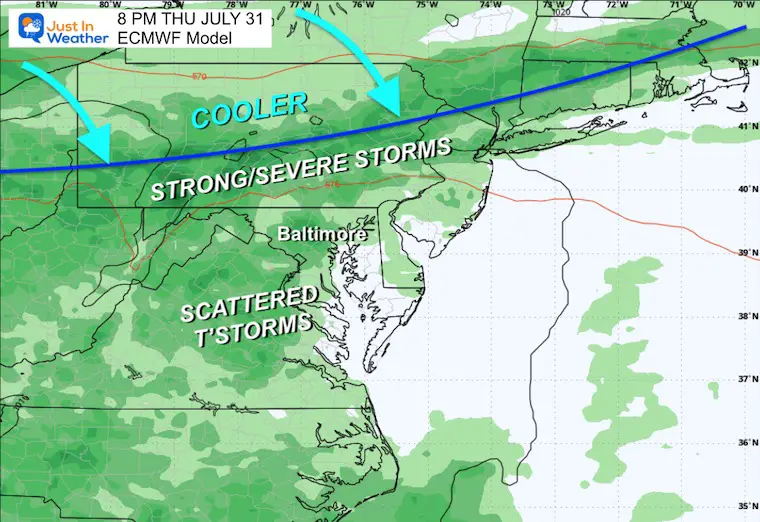 July 29 weather storm forecast Thursday evening
