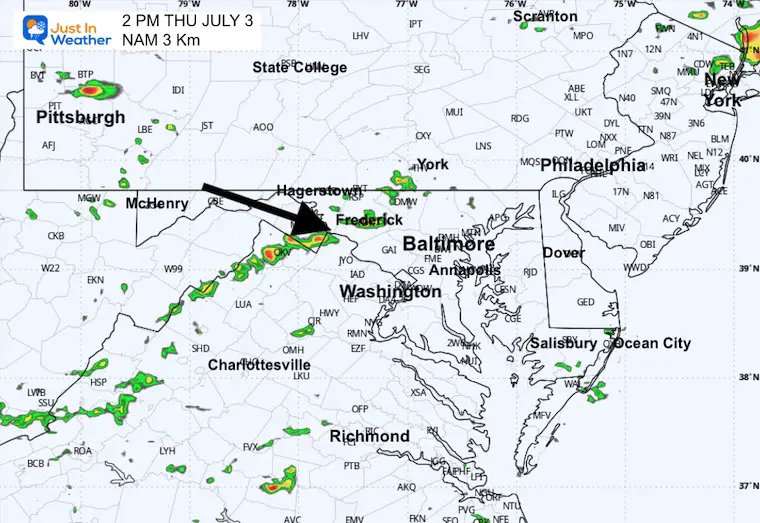 June 3 weather forecast radar Thursday 2 PM
