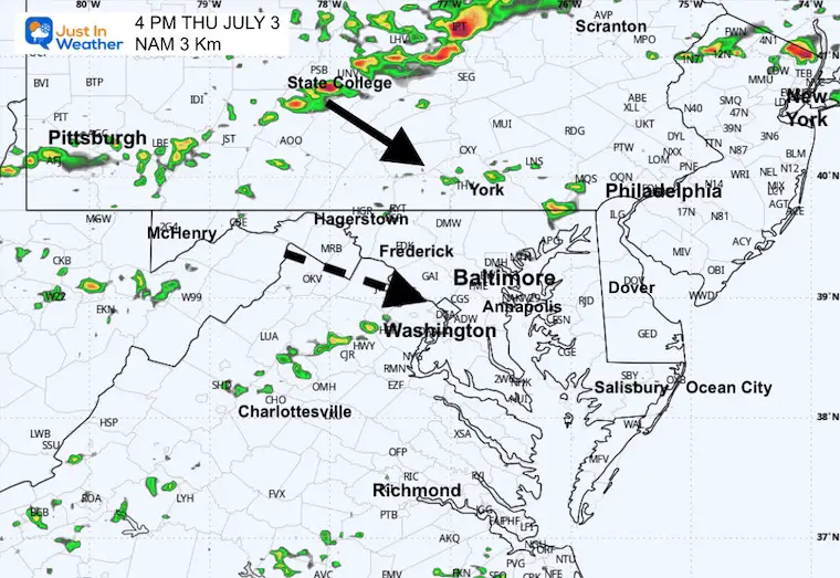 June 3 weather forecast radar Thursday 4 PM
