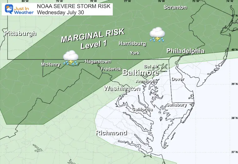 July 30 NOAA Severe Storm Risk Wednesday