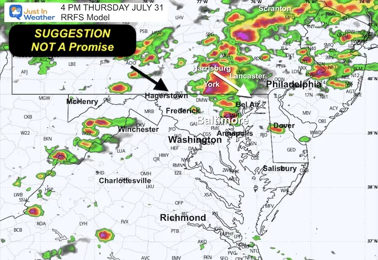 July 30 weather forecast storm radar Wednesday 4 PM