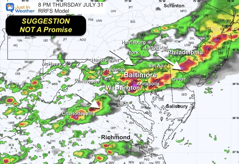 July 30 weather forecast storm radar Wednesday 8 PM