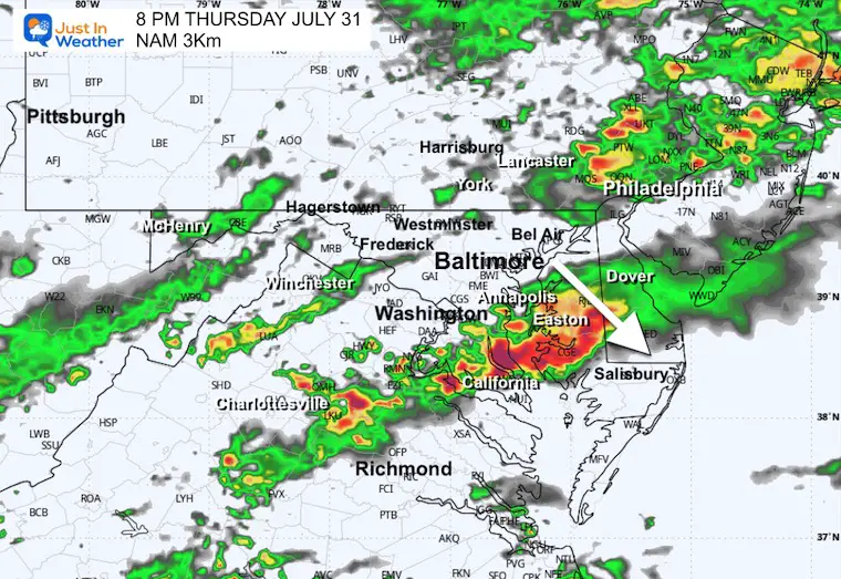 July 31 weather storm radar Thursday 8 PM