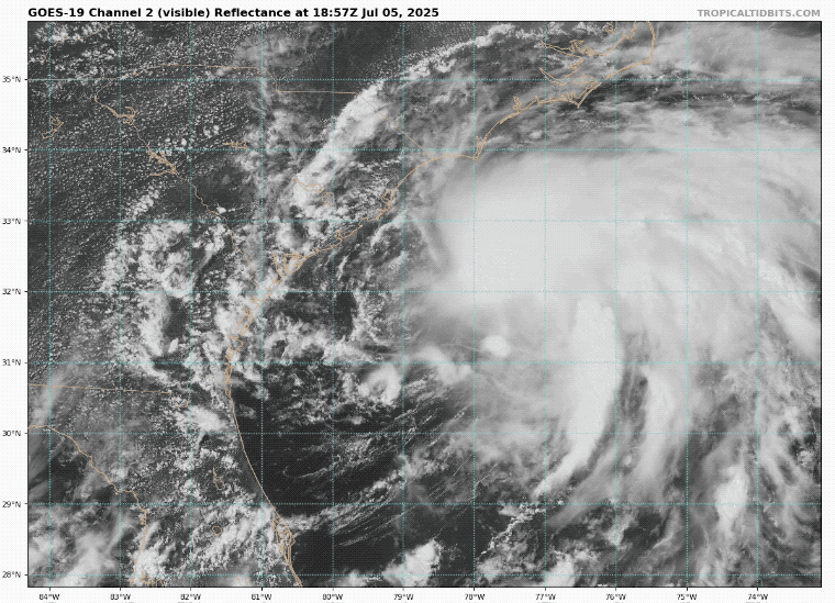 July 5 Tropical Storm Chantal Visible Satellite Loop