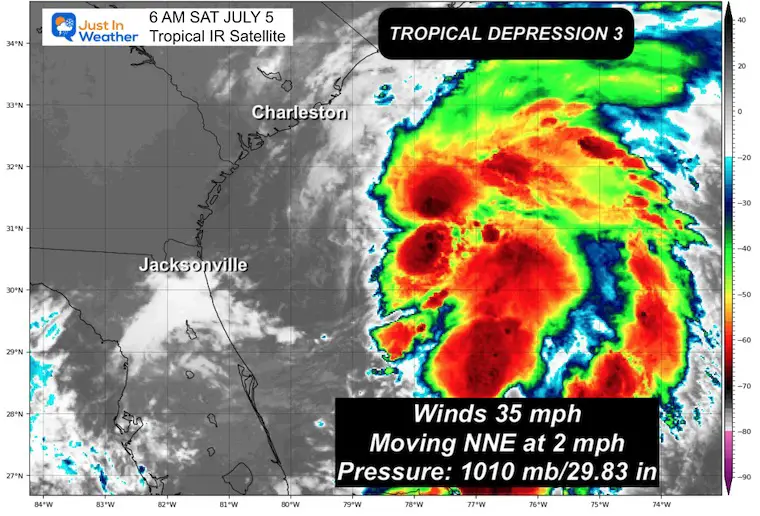 July 5 Tropical Depression 3 Satellite Saturday morning