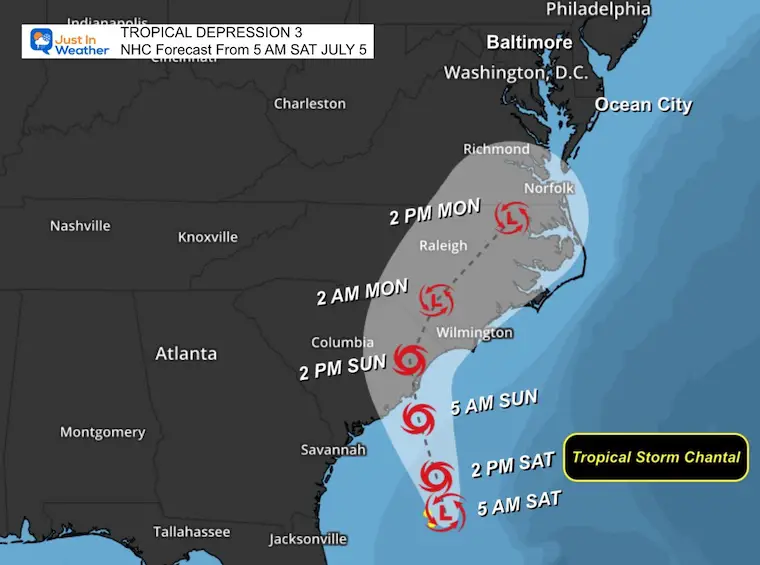 July 5 Tropical Storm Chantal National Hurricane Center Forecast
