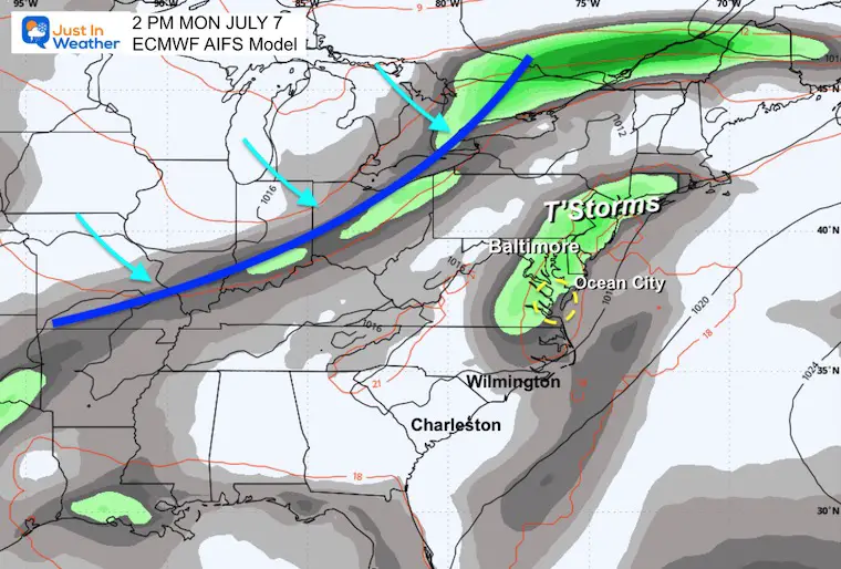 July 5 weather storm forecast Chantal Monday