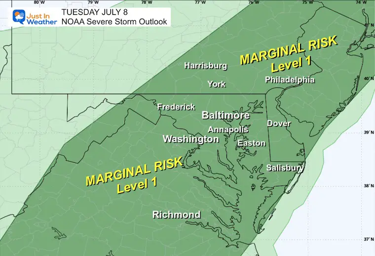 July 7 weather NOAA Severe Storm Risk Tuesday