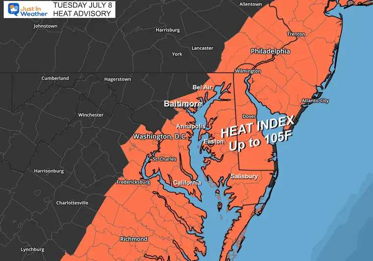 July 8 weather NOAA Heat Advisory