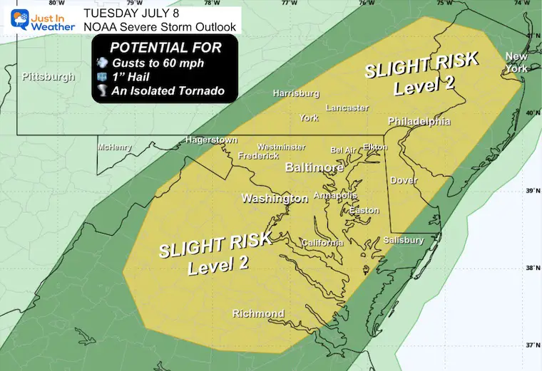 July 8 weather NOAA Severe Storm Risk Tuesday